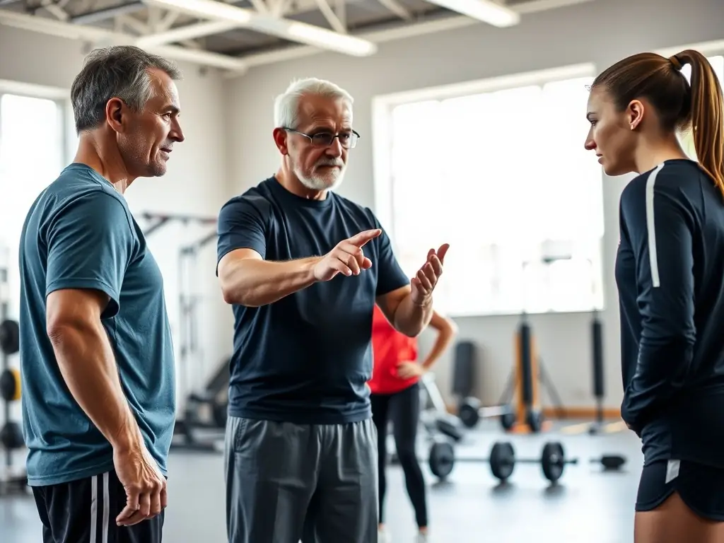 An image of a coach working one-on-one with a client in a bright, welcoming gym environment, demonstrating personalized coaching.